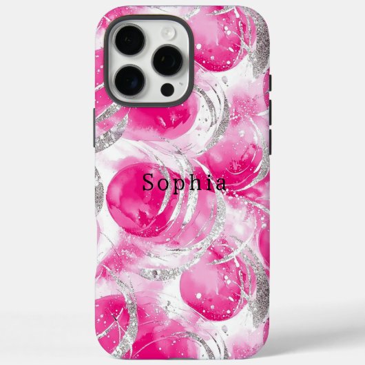 Pink Silver Glam Abstracte cirkels Case-Mate iPhone Case (Achterkant)