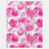 Pink Silver Glam Abstracte cirkels Fleece Deken (Voorkant)
