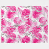 Pink Silver Glam Abstracte cirkels Fleece Deken (Voorkant (Horizontaal))