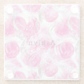Pink Silver Glam Abstracte cirkels Glazen Onderzetter (Achterkant)
