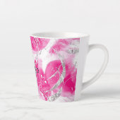 Pink Silver Glam Abstracte cirkels Latte Mok (Rechts)