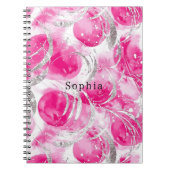 Pink Silver Glam Abstracte cirkels Notitieboek (Voorkant)