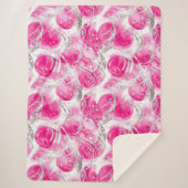 Pink Silver Glam Abstracte cirkels Sherpa Deken (Voorkant)