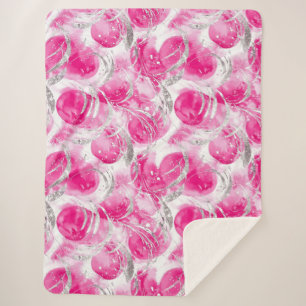 Pink Silver Glam Abstracte cirkels Sherpa Deken