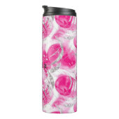 Pink Silver Glam Abstracte cirkels Thermosbeker (Geroteerd rechts)