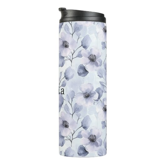 Pink Silver Glam Abstracte cirkels Thermosbeker (Geroteerd rechts)