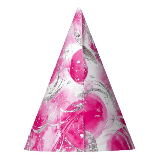 Pink Silver Glam Circles verjaardag Feesthoedjes (Achterkant)