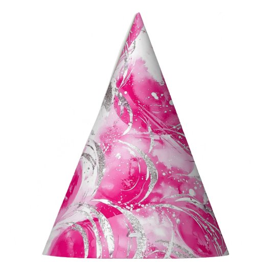 Pink Silver Glam Circles verjaardag Feesthoedjes (Links)