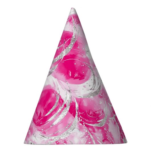 Pink Silver Glam Circles verjaardag Feesthoedjes (Rechts)