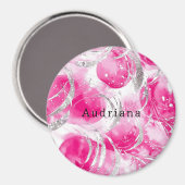 Pink Silver Glam Circles verjaardag Magneet (Voorkant / Achterkant)