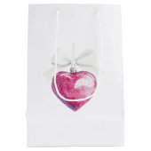 Pink Silver Glam Heart Ornament Christmas Medium Cadeauzakje (Achterkant)