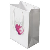 Pink Silver Glam Heart Ornament Christmas Medium Cadeauzakje (Achterkant Gekanteld)