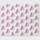 Pink Silver Glam Ice Schaatsen Kerst Cadeaupapier (Vlak)