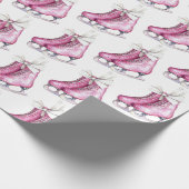 Pink Silver Glam Ice Schaatsen Kerst Cadeaupapier (Hoek)