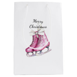 Pink Silver Glam Ice Schaatsen Kerst Medium Cadeauzakje