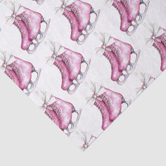 Pink Silver Glam Ice Schaatsen Kerst Tissuepapier (Detail)