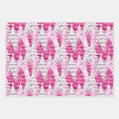 Pink Silver Glam Snowflakes Christmas Tree Snowman Inpakpapier Vel (Voorkant 2)