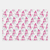 Pink Silver Glam Snowflakes Christmas Tree Snowman Inpakpapier Vel (Voorkant)