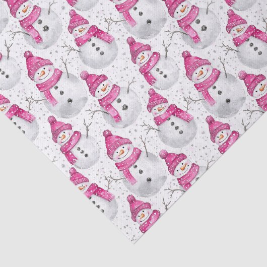 Pink Silver Glam Snowflakes Christmas Tree Snowman Tissuepapier (Detail)