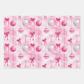 Pink Silver Glam Snowflakes Christmas Trees Inpakpapier Vel (Voorkant 3)