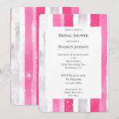 Pink Silver Glam Stripes Vrijgezellenfeest Kaart (Voorkant / Achterkant)