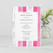 Pink Silver Glam Stripes Vrijgezellenfeest Kaart (Staand voorkant)