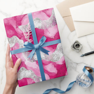 Pink Silver Glam Verjaardag Cadeaupapier