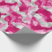 Pink Silver Glam Verjaardag Cadeaupapier (Hoek)