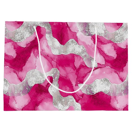 Pink Silver Glam Verjaardag Groot Cadeauzakje (Achterkant)