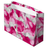 Pink Silver Glam Verjaardag Groot Cadeauzakje (Achterkant Gekanteld)