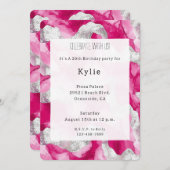 Pink Silver Glam Verjaardag Kaart (Voorkant / Achterkant)