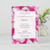 Pink Silver Glam Verjaardag Kaart (Staand voorkant)