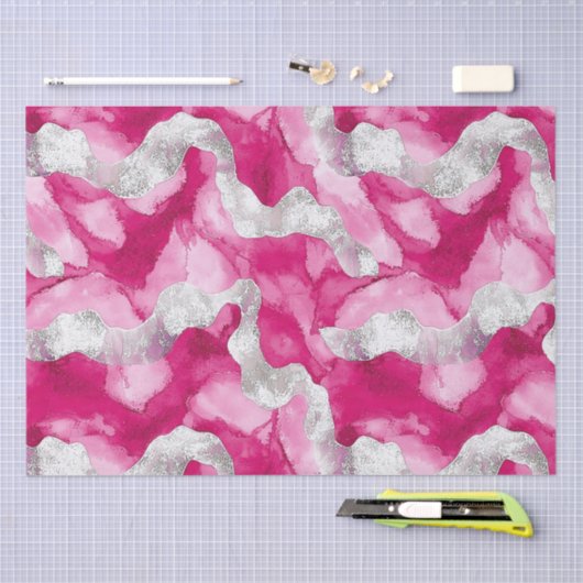 Pink Silver Glam Verjaardag Tissuepapier (Craft)