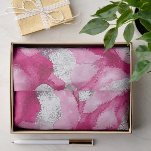 Pink Silver Glam Verjaardag Tissuepapier (Geschenk)