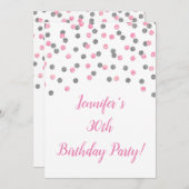 Pink Silver Glitter Confetti 30 jaar gejuich Kaart (Voorkant / Achterkant)