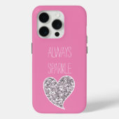 Pink Silver Glitter Heart Case-Mate iPhone Case (Achterkant)
