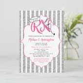 Pink Silver Glitter RN afstudeerfeest Kaart (Staand voorkant)