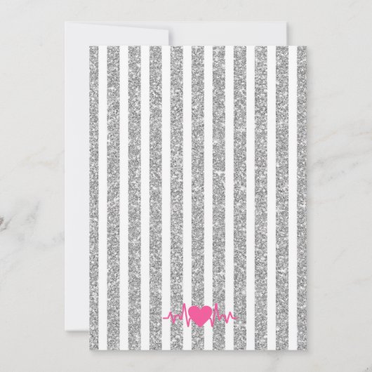 Pink Silver Glitter RN afstudeerfeest Kaart (Achterkant)