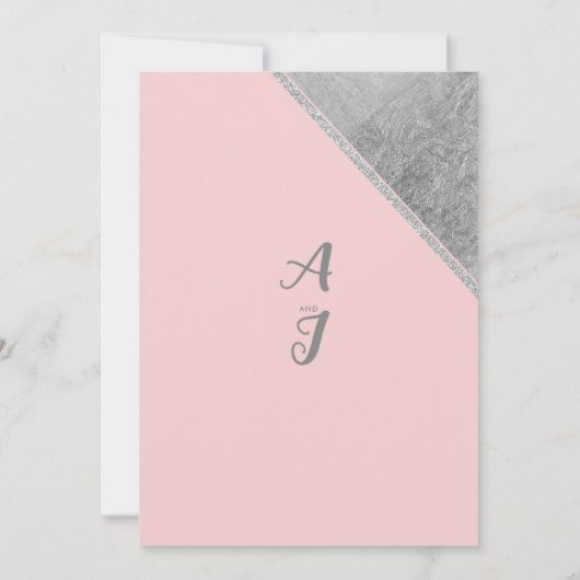 Pink silver glitter script calligraphy wedding kaart (Achterkant)
