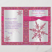 Pink Silver Glitter Snowflakes Quinceañera Program (Voorkant)
