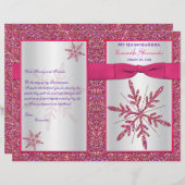 Pink Silver Glitter Snowflakes Quinceañera Program (Voorkant / Achterkant)