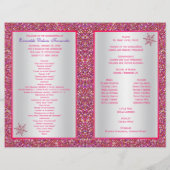 Pink Silver Glitter Snowflakes Quinceañera Program (Achterkant)