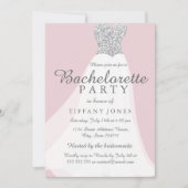 Pink Silver Glitter White Gown Bachelorette Party Kaart (Voorkant)