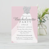 Pink Silver Glitter White Gown Bachelorette Party Kaart (Staand voorkant)