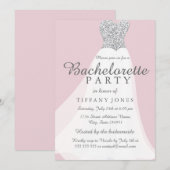 Pink Silver Glitter White Gown Bachelorette Party Kaart (Voorkant / Achterkant)