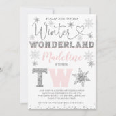 Pink Silver Glitter Winter Wonderland 2e verjaarda Kaart (Voorkant)