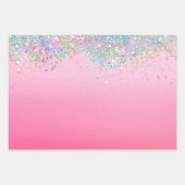 Pink Silver Glitzy Sparkle Confetti Christmas Inpakpapier Vel (Voorkant)