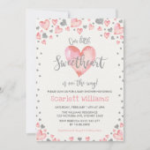 Pink Silver Hearts Sweetheart Girl Baby shower Kaart (Voorkant)