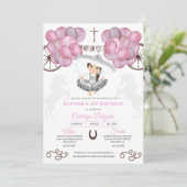Pink Silver Mexican Baby Charra Balloons Baptisme Kaart (Staand voorkant)