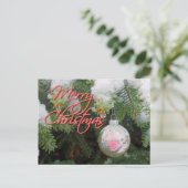 PINK & SILVER ORNAMENT ON TREE by SHARON SHARPE Briefkaart (Staand voorkant)